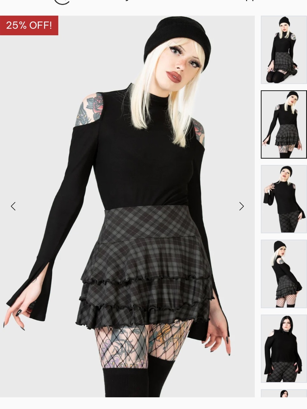 Killstar Branwen Open Shoulder Mock Neck Top XS